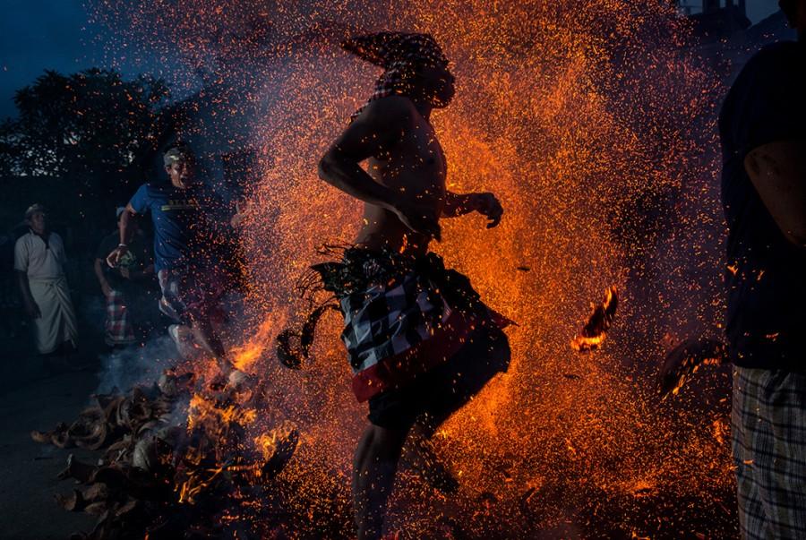 Balinese Fire Ritual Held On Eve Of Nyepi