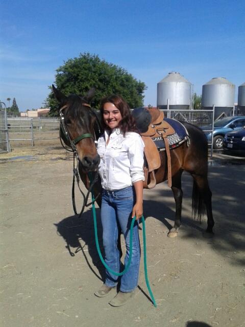 Lugo student Hazel Carpenter poses with her horse, ready for the competition. The Chino Fair allowed Lugo to host the annual horse show, and the students were happy to hear that they can compete. Mrs. Doyle shared that were excited to have the public see what weve been doing. They [the students] are a little nervous, but theyll do just fine.