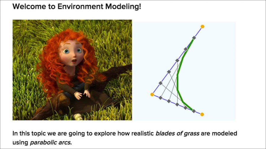 Pixar teamed up with Khan Academy to create a free way to learn how to create images and movies. The main topics that are to be learned are: environmental modeling, character modeling, crowds, sets and staging, and rendering. These topics will be learned through interactive exercises, short videos and hands on activities.