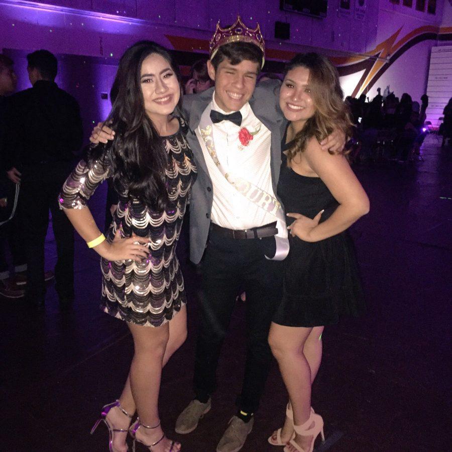 Students Angelica Del Rio Tamayo, Nylsen Escajeda, and Natalie Camacho take a minute away from dancing to pose for a picture at the annual Homecoming Dance. This year the Homecoming theme was Arabian Nights. All students who attended the event had a great time, especially the seniors. 