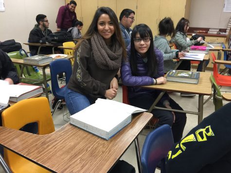 Lugo student, Aryana Nunez,and foreign exchange student, Jasmine, stop to pose for the camera. Jasmine shadows Aryana throughout the day from beginning to the end. Aryana states, I feel like it is a good experience for the both of us, we get to learn their culture and we get to show them our culture.