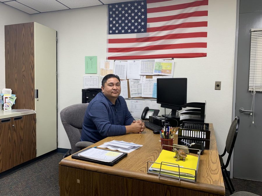 New Vice Principal Dr. Ramirez in his office. Photographer Valerie Torres 