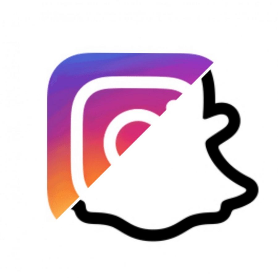 The Instagram and Snapchat logo overlapping. Logo courtesy of Snapchat.com and Instagram.com. 
Edited by Valerie Torres