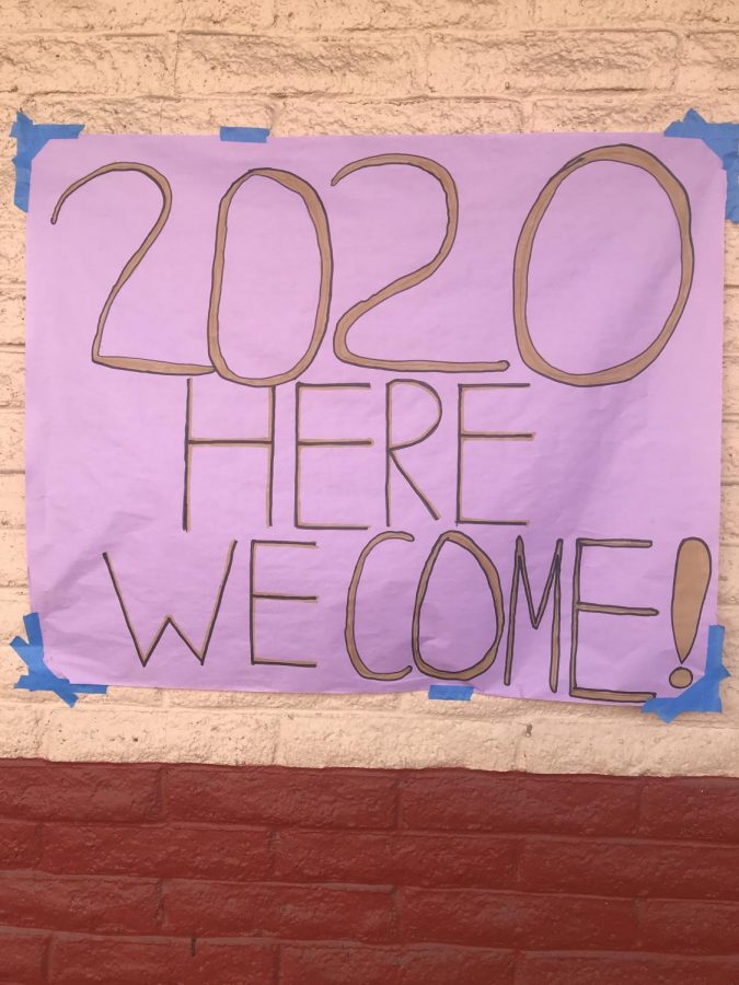 2020 year poster on campus. Only a few more months before seniors graduate and lead their own lives.
