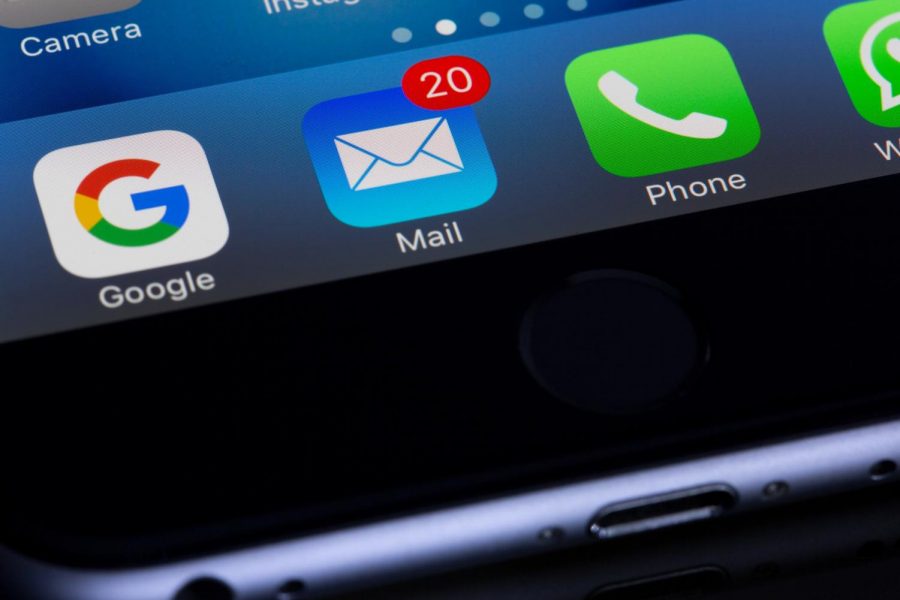Photo of applications on iPhone device. The email application on a smartphone is one of the most important forms of communication, especially during the pandemic.