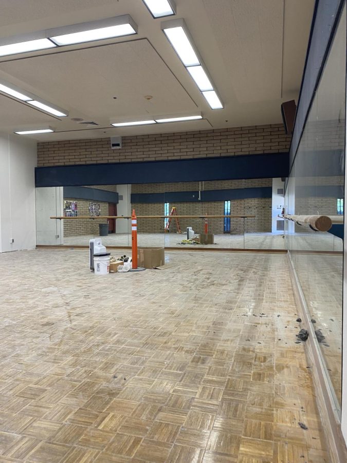 Picture of the dance rooms renovation progress so far.