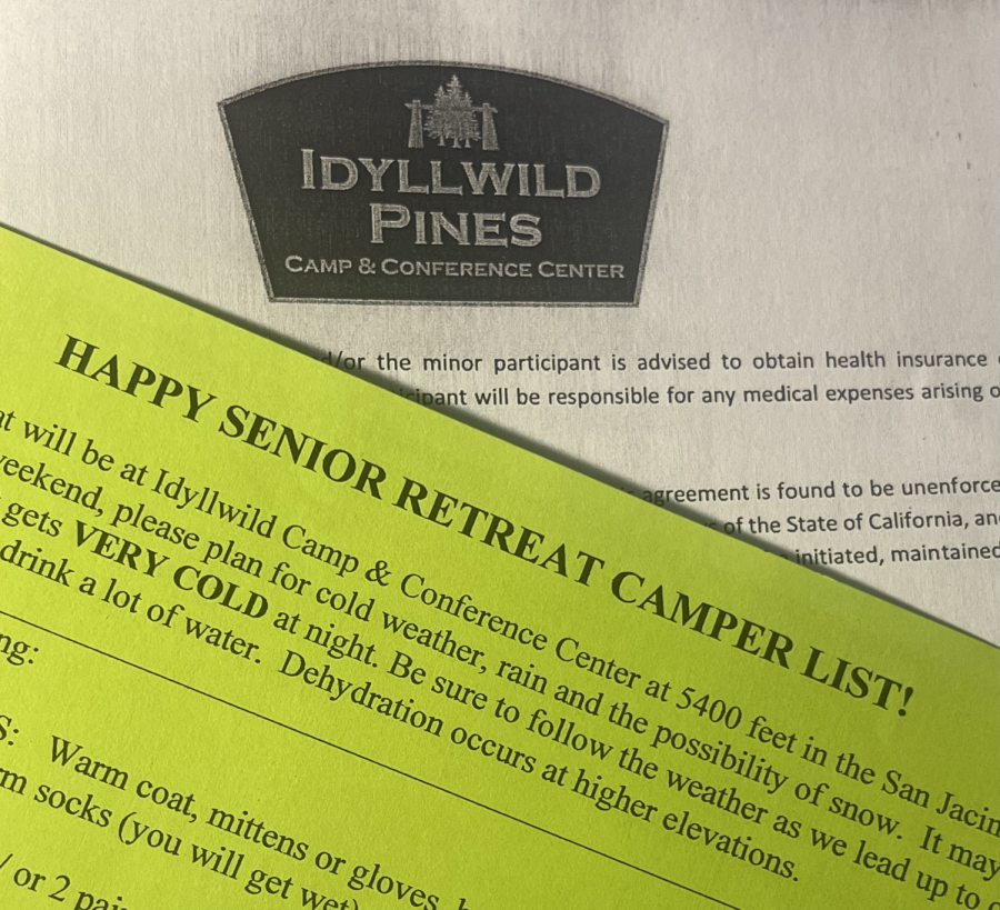 Informative+flyers+and+forms+that+have+been+handed+out+to+seniors+for+Senior+Retreat