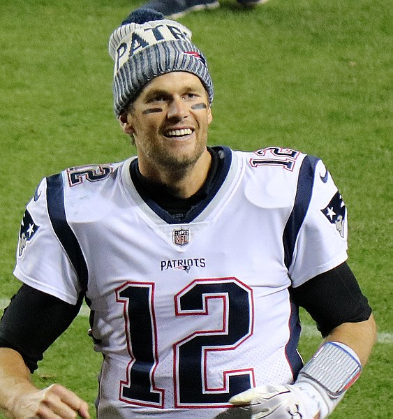 Tom Brady during the 2017-2018 season. Jeffrey Beall, CC BY 4.0 , via Wikimedia Commons