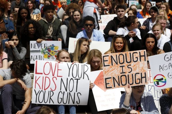 Photo of the National School Walkout. Original public domain image from Flickr.